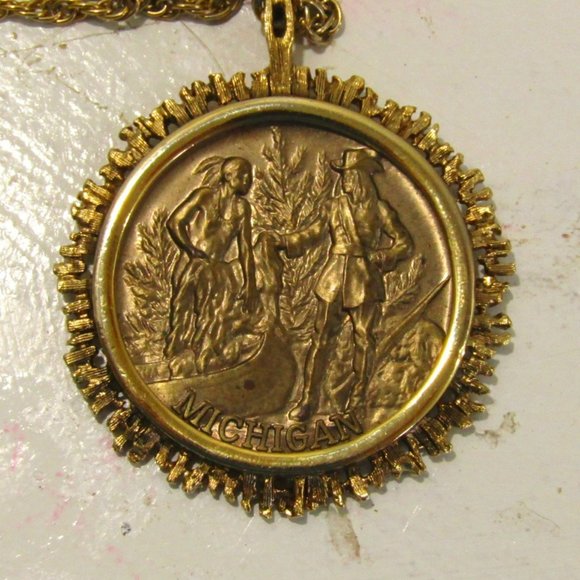 Michigan Official 1974 Michigan Medallion with Revisionist History Image Front - Picture 1 of 5
